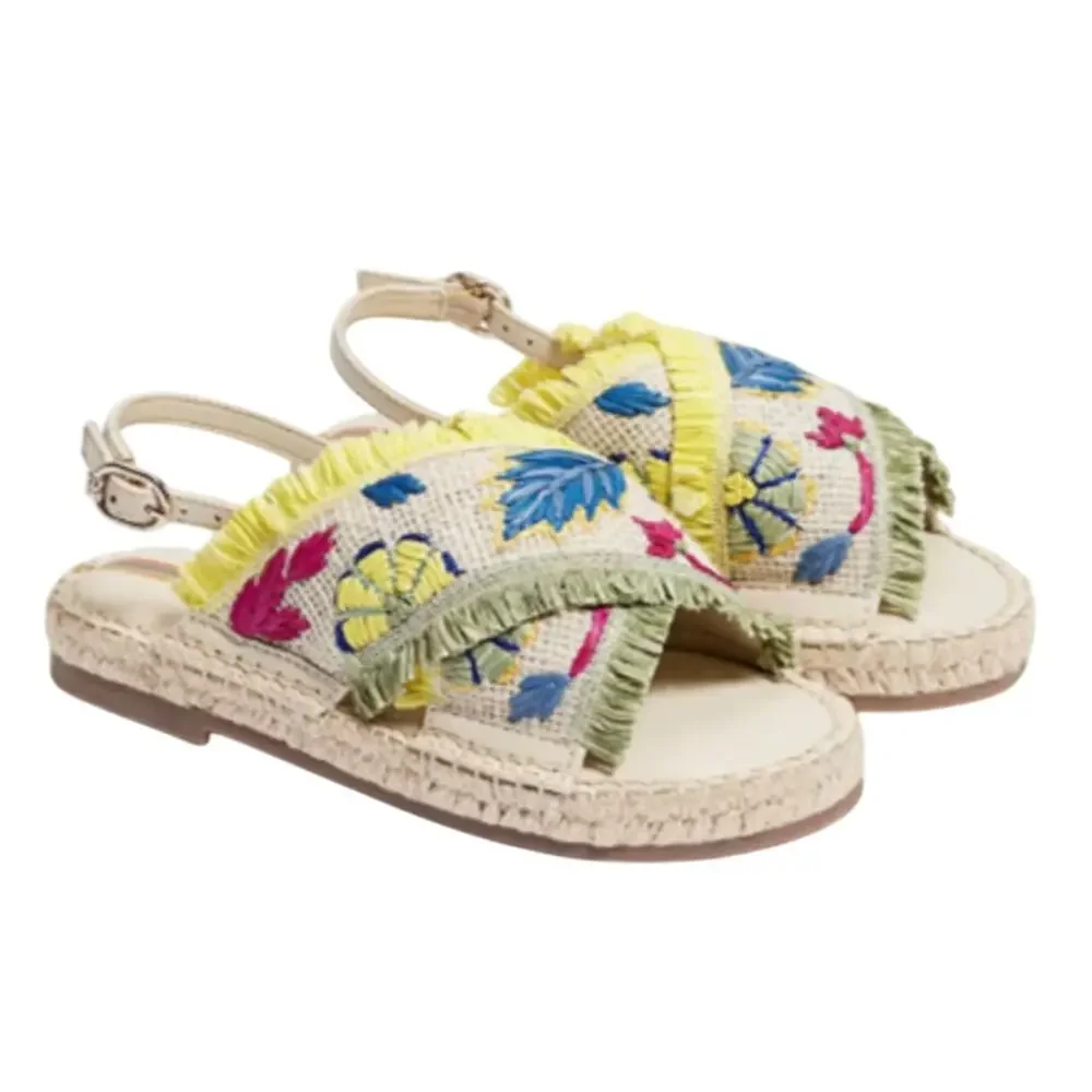 Sam Edelman Kids Kayden Slingback Sandal US 1 M Beige Multicolor Leather NIB